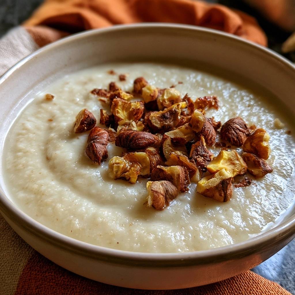 Selleriecremesuppe mit gerösteten Haselnüssen