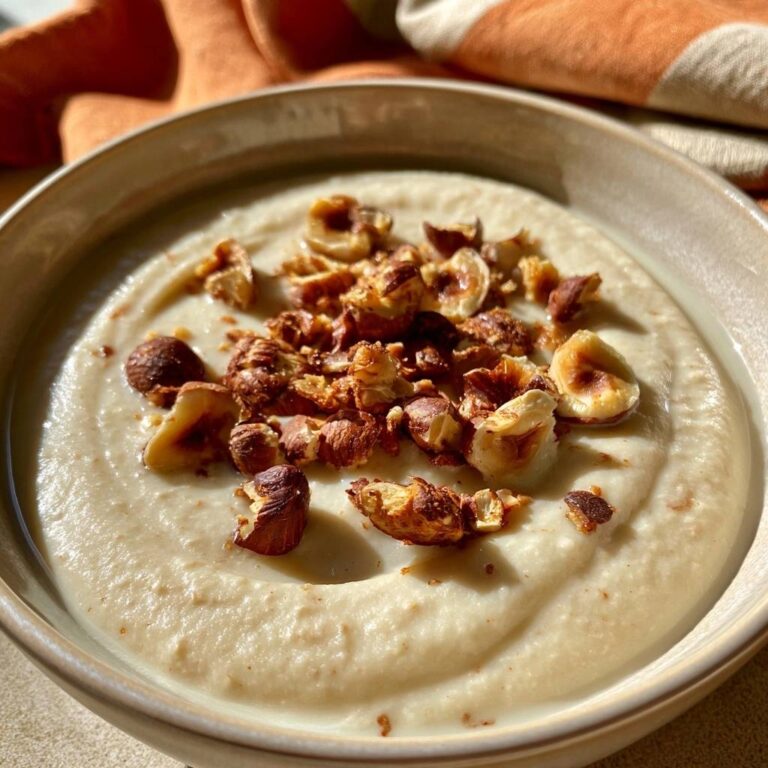 Selleriecremesuppe mit gerösteten Haselnüssen