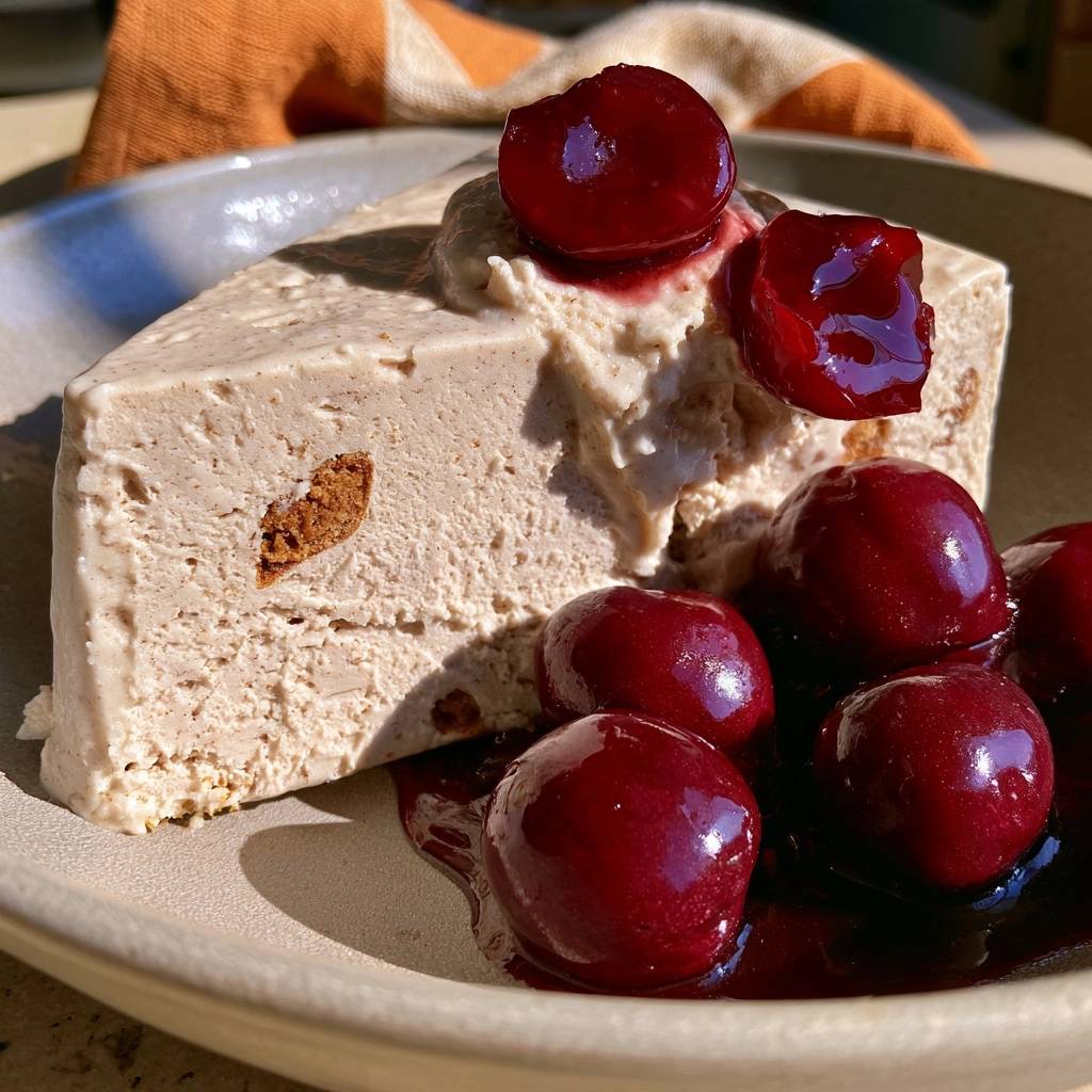 Spekulatius-Parfait mit heißen Kirschen