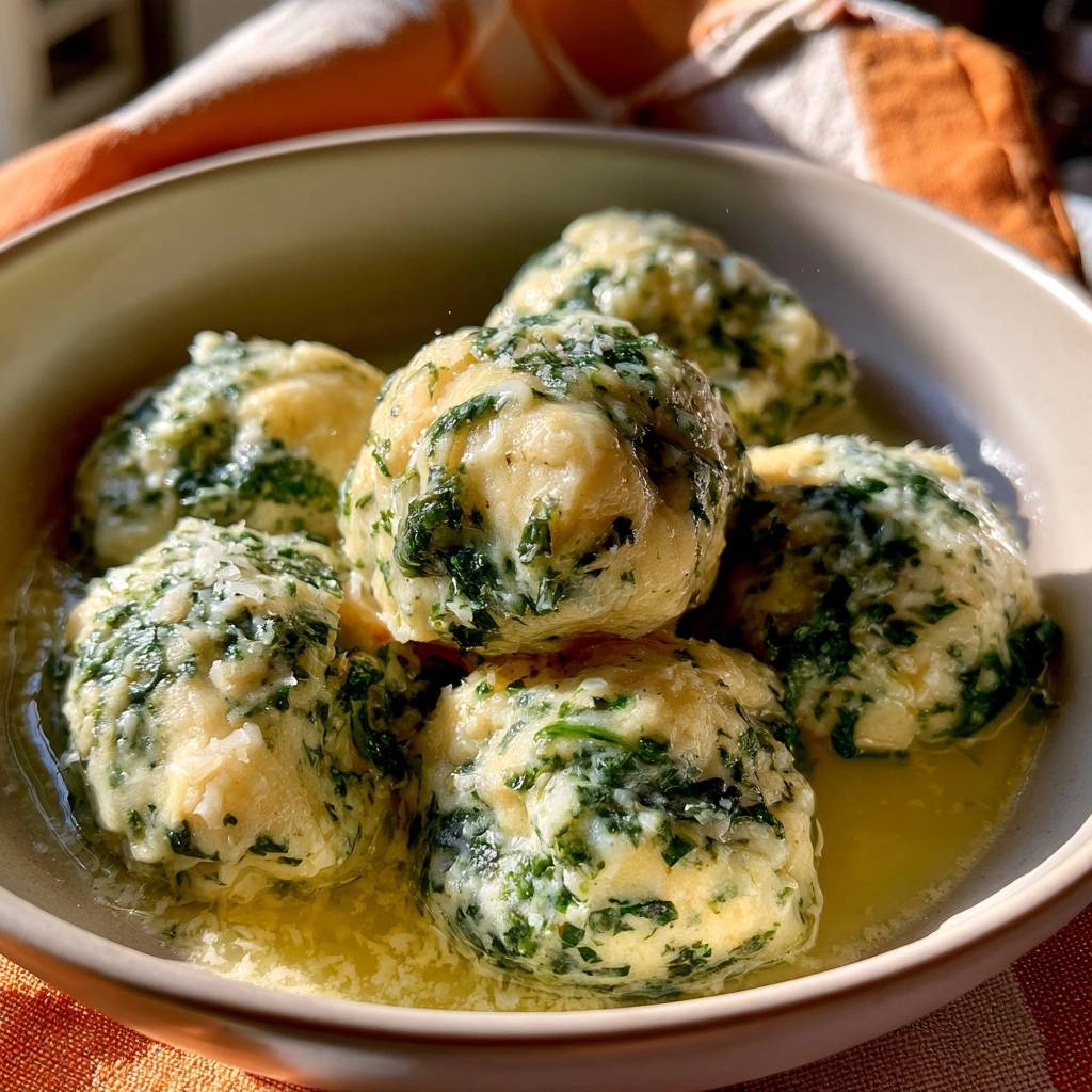 Spinatknödel mit Parmesanbutter